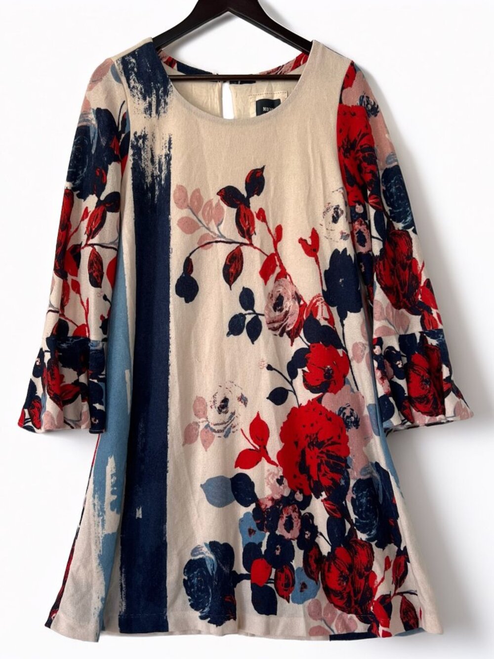 Anthropologie Maeve Anthousai Floral Bell Sleeve Sheath Dress Large L